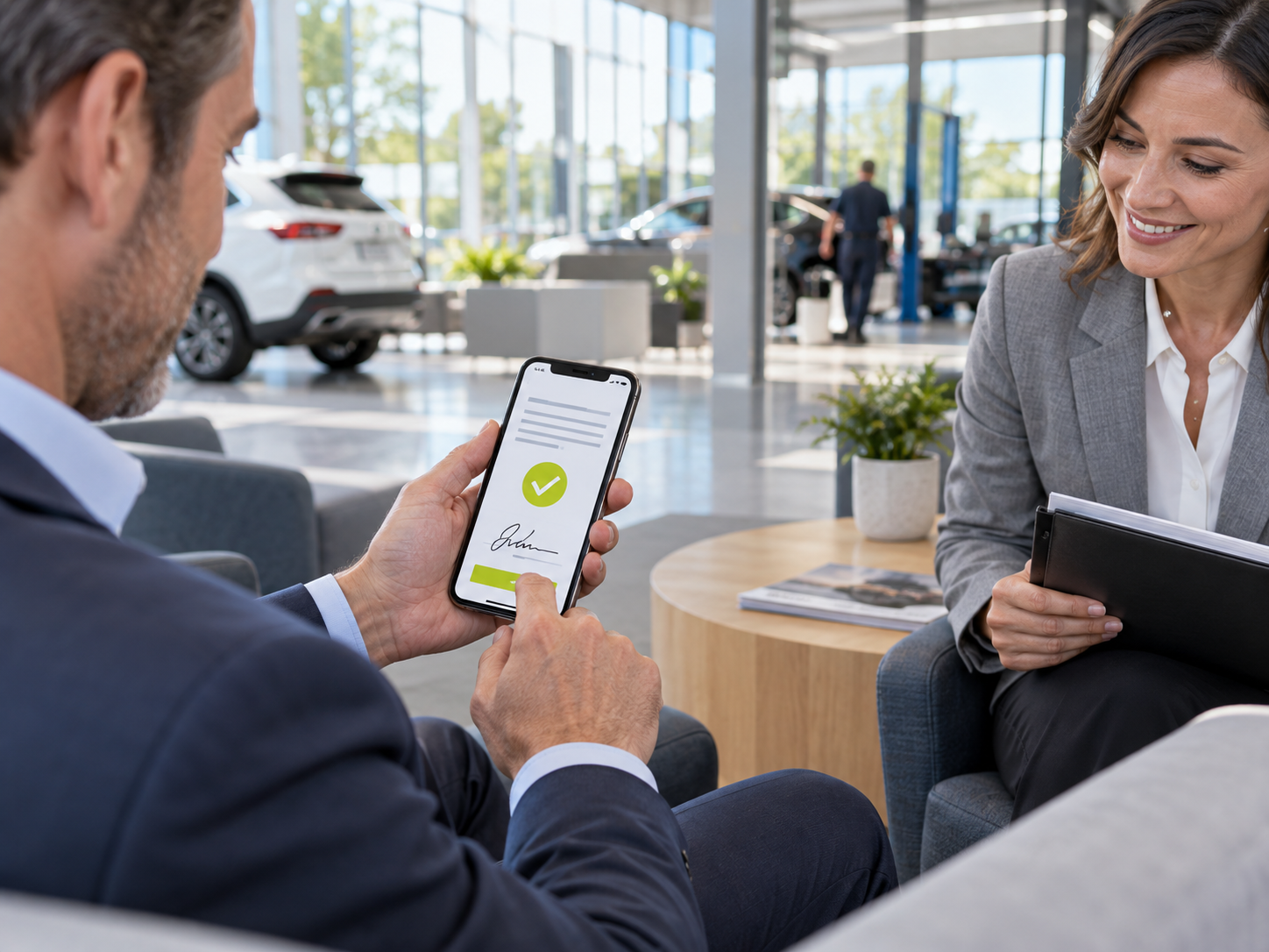 An agreement completed from a mobile phone